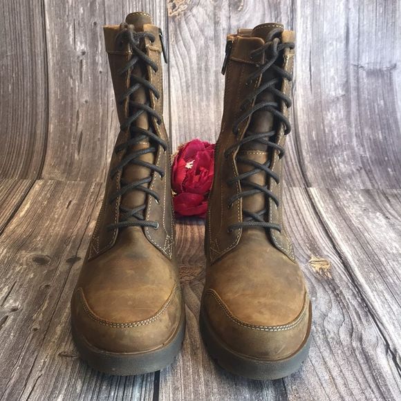 TIMBERLAND Graceyn Brown Leather Lace Up WP Lug Sole Boots 8M - Picture 2 of 15